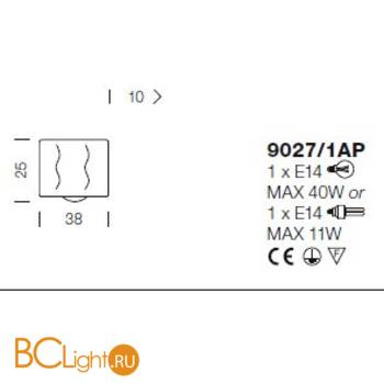 Настенный светильник IDL Fashion 9027/1AP Gold ambra - Схема
