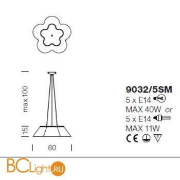 Подвесной светильник IDL Fiore 9032/5SM Black - Схема