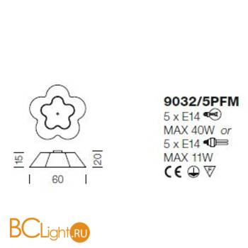 Потолочный светильник IDL Fiore 9032/5PFM Black - Схема