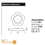 Потолочный светильник IDL Fiore 9032/5PFG ambra - Схема