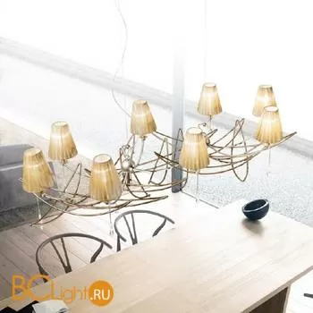 Люстра IDL Flame 524/8R antique bronze+nickel brown organza - Фото 1