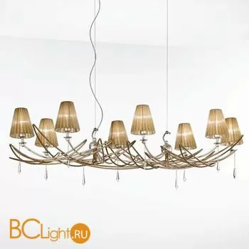 Люстра IDL Flame 524/8R antique bronze+nickel brown organza