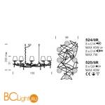 Люстра IDL Flame 524/8R antique bronze+nickel brown organza - Схема