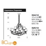 Люстра IDL Flame 524/10 velvet white + light gold / white organza - Схема