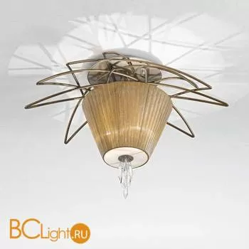 Потолочный светильник IDL Flame 524/3PF antique bronze+nickel brown organza