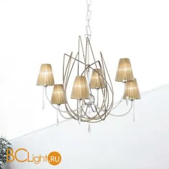 Люстра IDL Flame 524/6 antique bronze+nickel brown organza