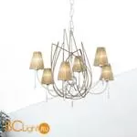 Люстра IDL Flame 524/6 antique bronze+nickel brown organza