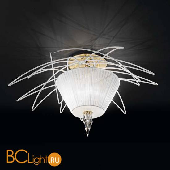 Потолочный светильник IDL Flame 524/5PF velvet white + light gold / white organza