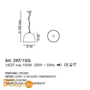 Подвесной светильник IDL Fosca 397/1SG Chrome Black - Схема