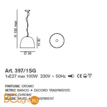 Подвесной светильник IDL Fosca 397/1SG Chrome White - Схема