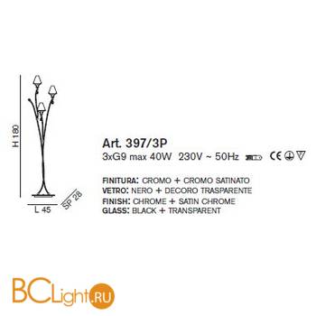 Торшер IDL Fosca 397/3P Chrome Black - Схема