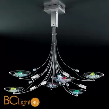 Потолочная люстра IDL Futura 379/6+6 CRYSTAL + MULTICOLOURED