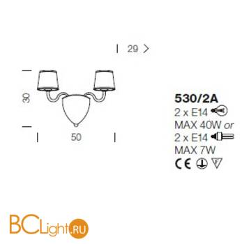 Бра IDL Grace 530/2A chrome / silver lame - Схема