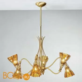 Потолочная люстра IDL Helium 336/3+3 SATIN GOLD + GOLD AMBER