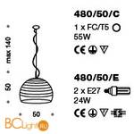 Подвесной светильник IDL Ischia 480/50/E grey white - Схема