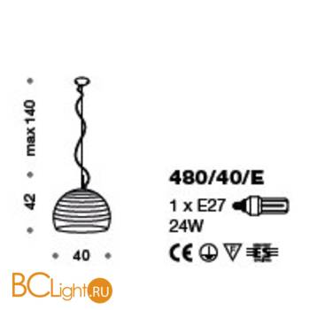 Подвесной светильник IDL Ischia 480/40/E grey white - Схема