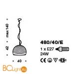 Подвесной светильник IDL Ischia 480/40/E grey white - Схема
