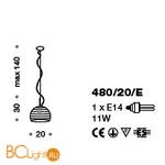 Подвесной светильник IDL Ischia 480/20/E grey white - Схема