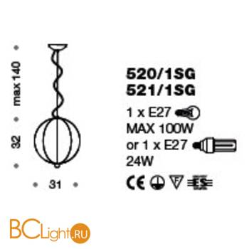 Подвесной светильник IDL Light globe 520/1SG transparent - Схема