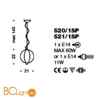 Подвесной светильник IDL Light globe 521/1SP chrome - Схема