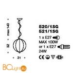 Подвесной светильник IDL Light globe 521/1SG black nickel - Схема