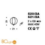 Настенный светильник IDL Light globe 520/2A chrome - Схема