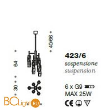 Потолочная люстра IDL Bamboo 423/6 Rame - Схема