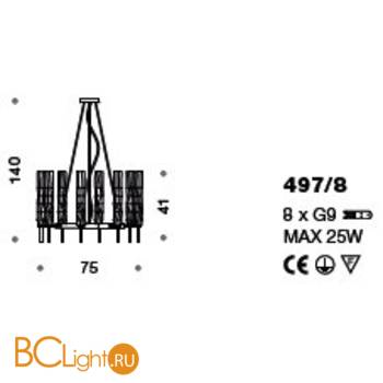 Люстра IDL Bamboo 497/8 gold - Схема