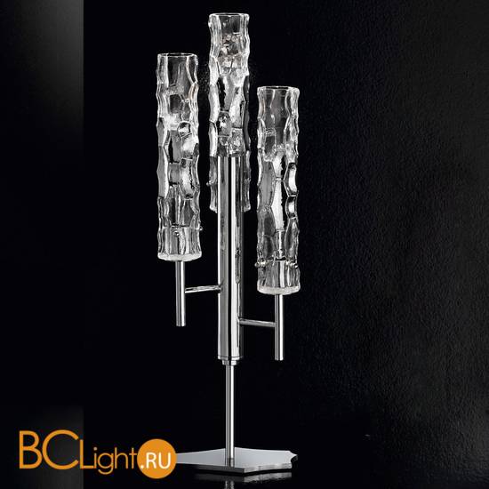 Настольная лампа IDL Bamboo 423/3L chrome / Murano Glass with chrome plated band