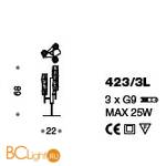 Настольная лампа IDL Bamboo 423/3L chrome / Murano Glass with chrome plated band - Схема