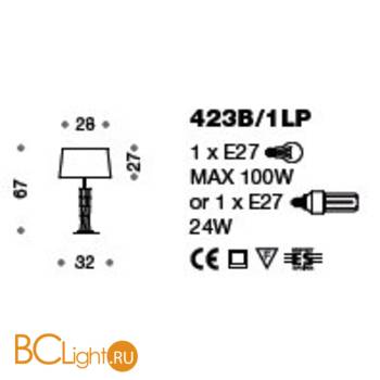 Настольная лампа IDL Bamboo 423B/1LP 24kt gold plated / Murano Glass with chrome plated band / lamé gold - Схема