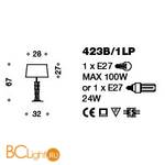 Настольная лампа IDL Bamboo 423B/1LP 24kt gold plated / Murano Glass with chrome plated band / lamé gold - Схема