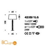 Настольная лампа IDL Bamboo 423B/1LG chrome / Murano Glass with chrome plated band / lamé silver - Схема