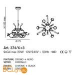 Люстра IDL Girasole 374/6+3 CHROME + BLACK - Схема