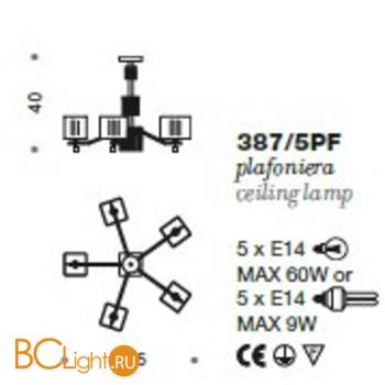 Потолочная люстра IDL Mary 387/5PF Black AMETHYST - Схема