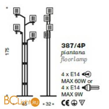 Торшер IDL Mary 387/4P Black AMETHYST - Схема