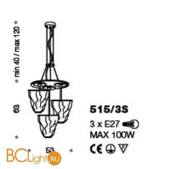 Подвесной светильник IDL Lume 515/3S chrome + multi - Схема