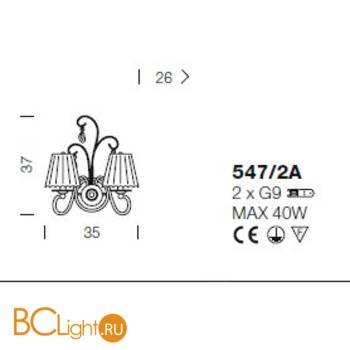 Бра IDL Mademoiselle 547/2A Black nickel - Схема