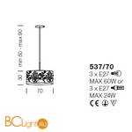 Потолочный светильник IDL Margot 537/70 soft ivory+Canapa - Схема