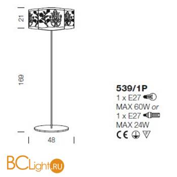 Торшер IDL Margot 539/1P soft ivory+Canapa - Схема