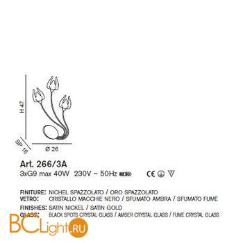 Бра IDL Medusa 266/3A SATIN NICKEL FUME CRYSTAL GLASS - Схема