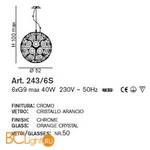 Подвесной светильник IDL Mina 243/6S chrome + ARANCIO - Схема