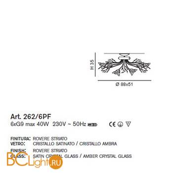 Потолочная люстра IDL Orchidea 262/6PF Rovere striato V285/00.96/22 - Схема