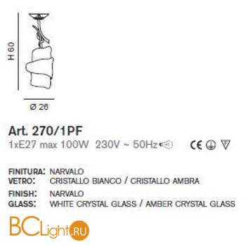 Потолочный светильник IDL Papiro 270/1PF Narvalo V314/127/6 - Схема