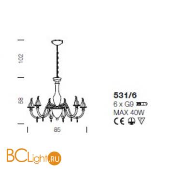 Люстра IDL Poesia 531/6 chrome+black nickel - Схема