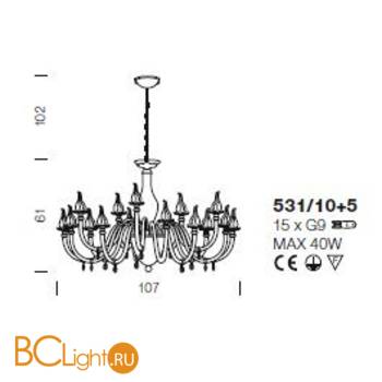 Люстра IDL Poesia 531/10+5 white+gold - Схема