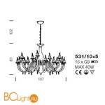 Люстра IDL Poesia 531/10+5 white+gold - Схема
