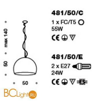 Подвесной светильник IDL Positano 481/50/E black white - Схема
