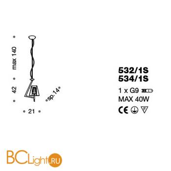 Подвесной светильник IDL Prestige 532/1S pure steel - Схема
