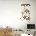 Подвесной светильник IDL Quadrie 565/4 matt black nickel + oak wood and transparent - Фото 0